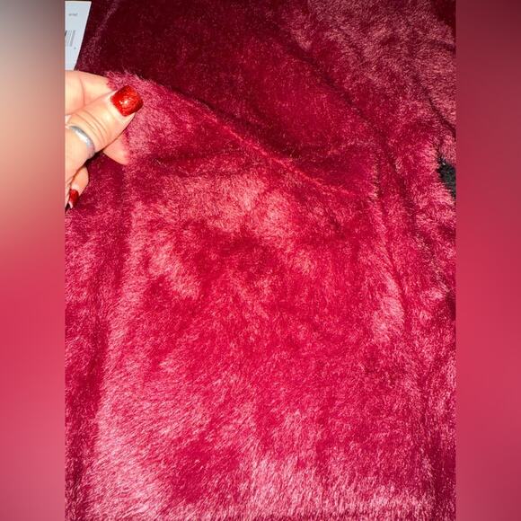 NEW KUT FROM THE KLOTH JANA FUZZY OPEN FRONT CARDIGAN WINE RED POCKETS SZ XS - Picture 8 of 11